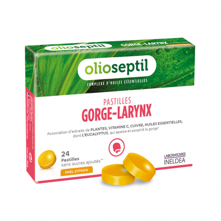 OLIOSEPTIL ПАСТИЛКИ ГОРЛО - ГОРТАНЬ МЕД-ЛИМОН / PASTIILES GORGE-LARYNX, 24 пастилки