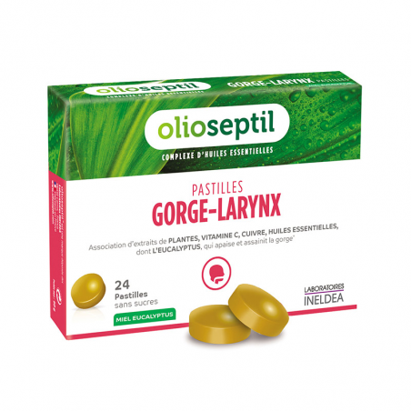 OLIOSEPTIL ПАСТИЛКИ ГОРЛО - ГОРТАНЬ МЕД-ЭВКАЛИПТ / PASTIILES GORGE-LARYNX, 24 пастилки