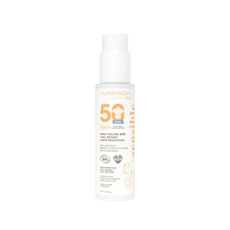 Органічний сонцезахисний спрей для немовлят і дітей SPF 50, ALPHANOVA Organic Sun, 100 г
