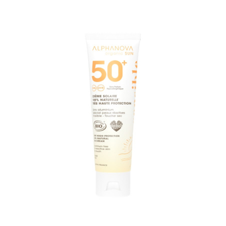 Органічний мінеральний крем для обличчя SPF50+ для чутливої шкіри, ALPHANOVA Organic Sun, 50г (AN23)