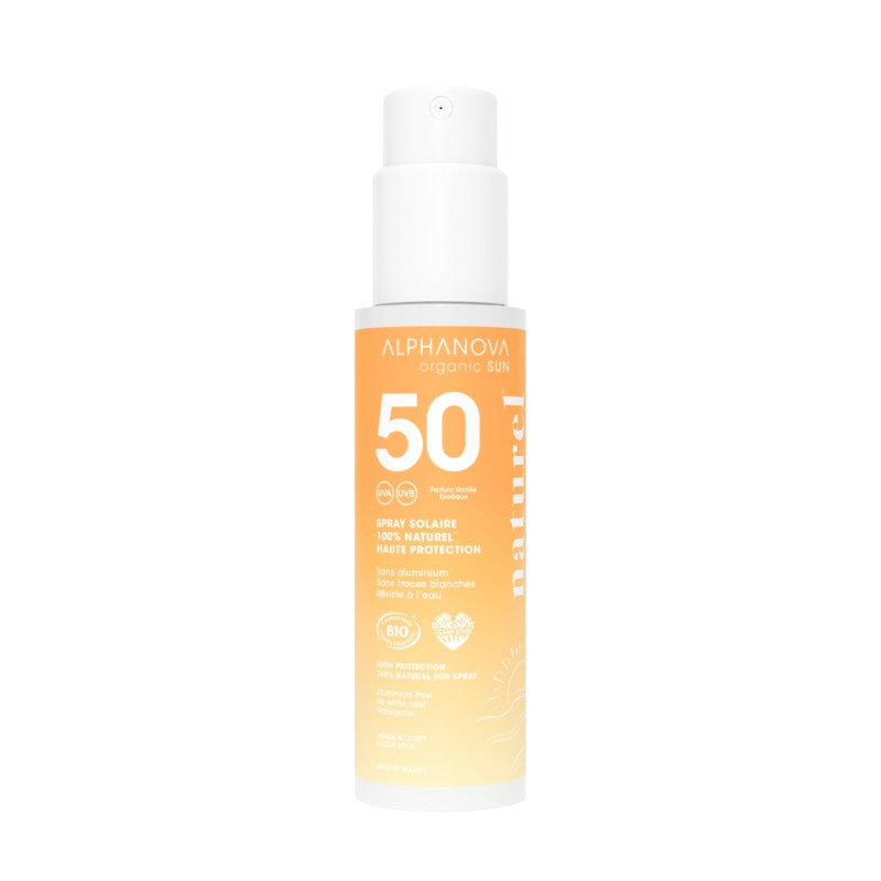 Органічний мінеральний спрей SPF 50 для пляжу та активного сонця, ALPHANOVA Organic Sun, 100 г (AN25)