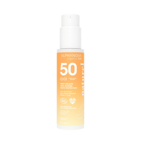 Органічний сонцезахисний спрей SPF 50 для тіла та обличчя, 100% натуральний, ALPHANOVA Organic Sun, 100 г
