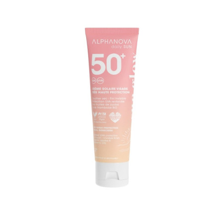 Легкий сонцезахисний крем для обличчя SPF 50+ для міста та щоденного використання, ALPHANOVA Daily Sun, 50 мл (AN41)