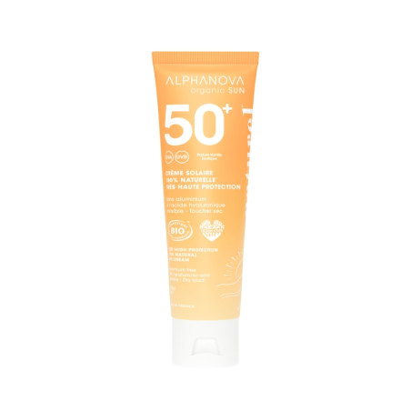 Органічний сонцезахисний крем для обличчя SPF 50+ з гіалуроновою кислотою, матовий фініш, ALPHANOVA Organic Sun, 50 мл