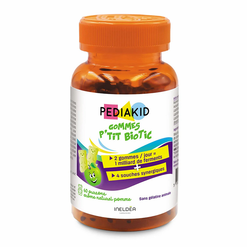 Ведмежуйки Pediakid Пробіотики для дітей / GOMMES P'TIT BIOTIC - 4 штама пробіотиків, 60 жувальних вітамінів (PK18)