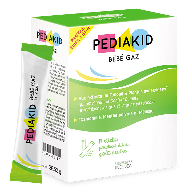 Натуральні стіки Pediakid Бебі Газ для зняття здуття живота - Для дітей від народження, 12 стіків (PK10R) - термін 10/2026